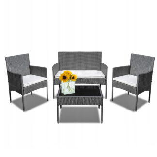 Zestaw komplet mebli ogrodowych technorattan szary