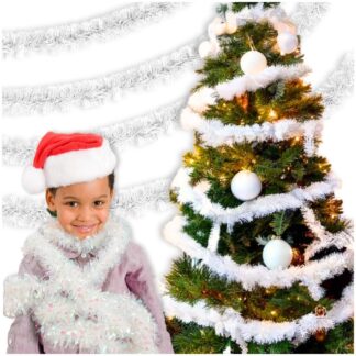 Łańcuch na choinkę biały 7cm 6m