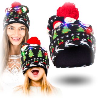 Czapka świąteczna LED - czarna