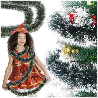 Łańcuch na choinkę zielony-biały 10cm długość 3m