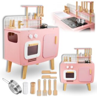 Dětská dřevěná kuchyňka retro dívčí sada + příslušenství
