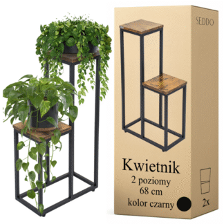 Dvoupatrový stojan na květiny, regál, stojan na květináče, rostliny, květináče, loft