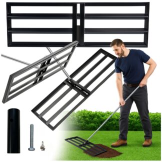 Nivelační hrábě na trávník 30x120 cm - ocelové, ruční, na krtince