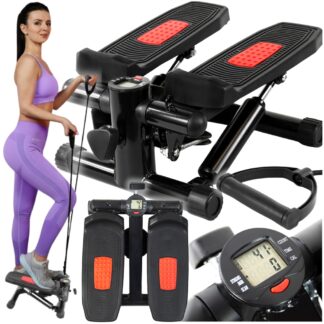 Jednoduchý stepper s lanami pro cvičení 2v1 displej počítadlo schodů fitness