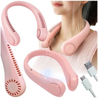 Přenosný chladicí ventilátor na krk, mini sportovní ventilátor, růžový, dárek