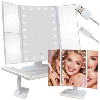 LED osvětlené zrcátko na líčení, zvětšující, otočné, uzavíratelné + USB