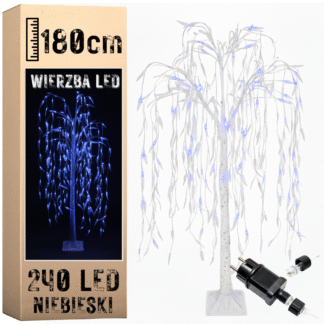 Vánoční LED vrba 180 cm - Modré světlo
