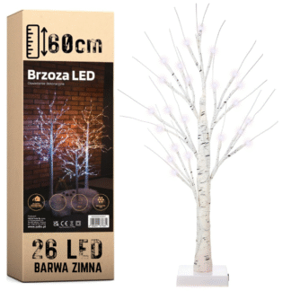 Vánoční stromek březový led dekorace vánoce 60cm 26 led bílá studená