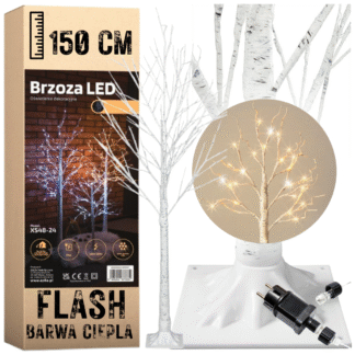 Vánoční LED Březový Stromek - 150 cm, Voděodolný IP44, Teplá Bílá 120 LED