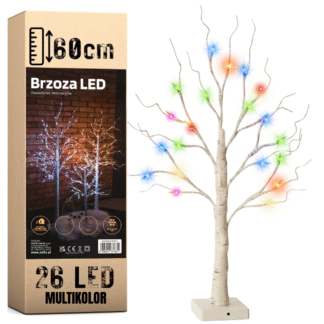 Vánoční stromek březový led dekorace vánoce 60cm 26 led multikolor