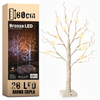 Vánoční stromek březový led dekorace vánoce 60cm 26 led bílá teplá