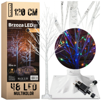 Vánoční LED bříza dekorace Vánoce 120cm 48 LED multikolor barva