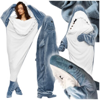 Koc shark pyžamo spací pytel kostým kocobluza kostým 185 cm šedý shark bal xxl