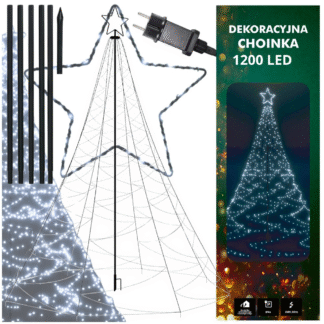 Vánoční stromek 1200 LED 500 cm venkovní barva studená bílá