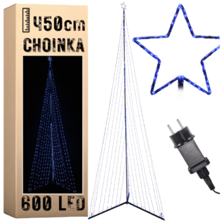 Vánoční stromek 600 LED venkovní 450 cm modrá barva