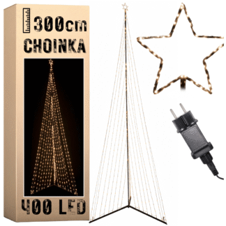 Vánoční stromek 400 LED venkovní 300 cm bílá teplá