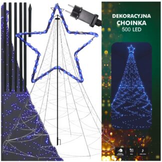 Velký vánoční stromek 500 LED venkovní 300 cm modrý