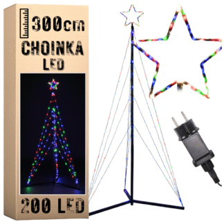 Vánoční stromek 200 LED venkovní 300 cm vícebarevný