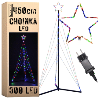 Vánoční stromek 300 LED venkovní 450 cm vícebarevný