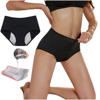 Menstruační kalhotky typu slipy, nepropustné – černé - XXXL